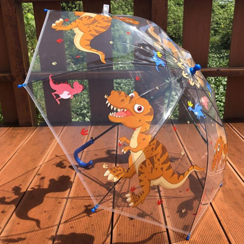 동물 공룡 프린팅 어린이 투명 손잡이 장우산